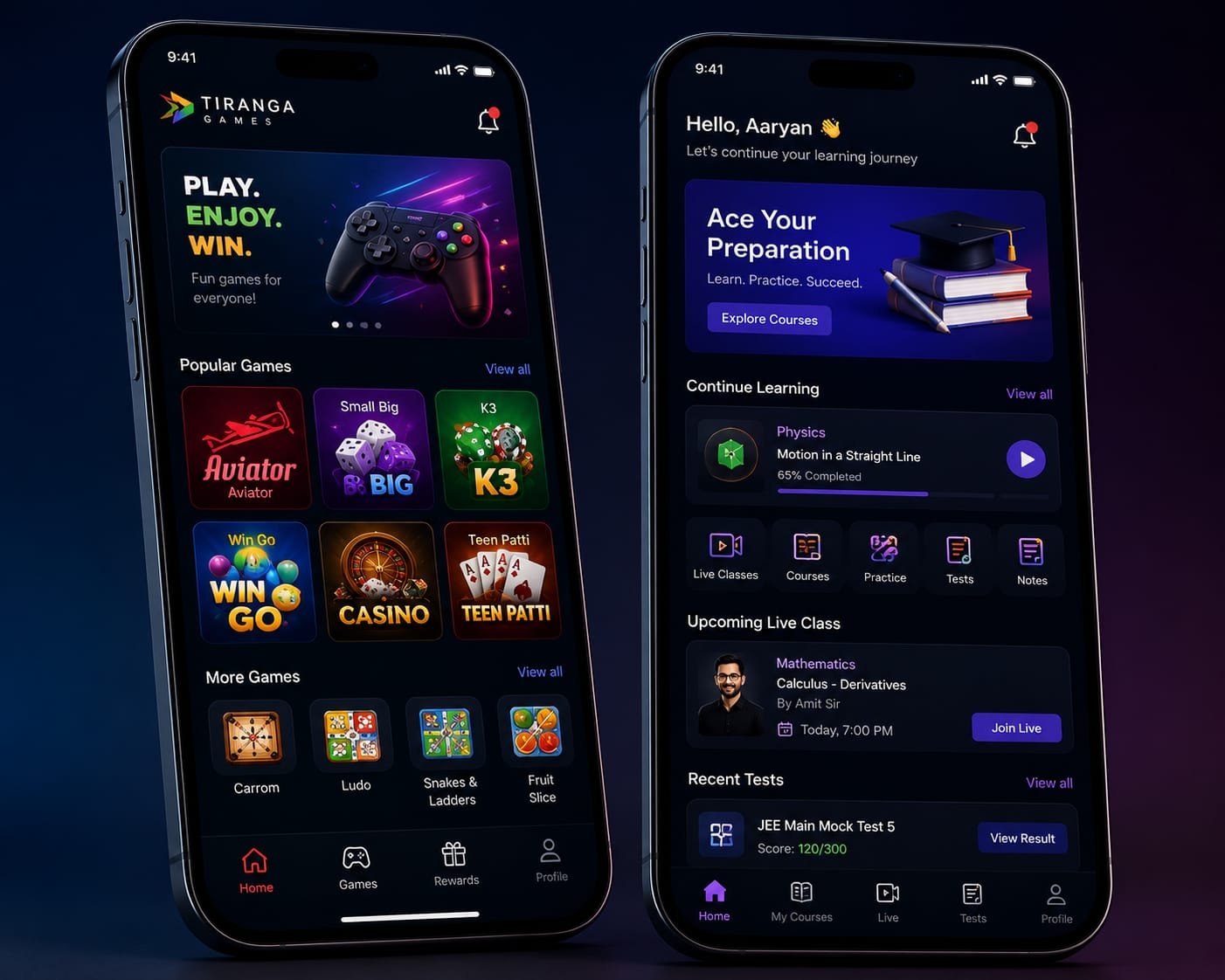 Gaming and coaching mobile applications